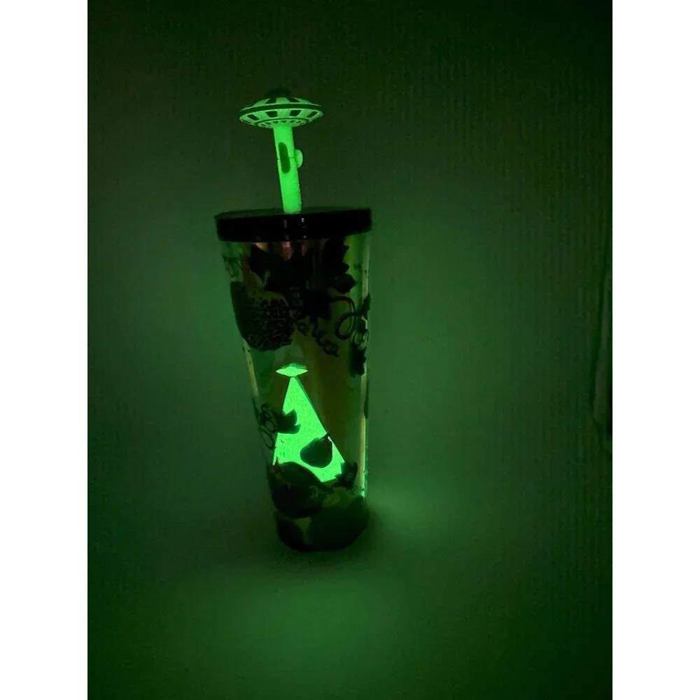 Starbucks 2024 Fall Halloween pumpkins UFO topper glow in the dark venti tumbler
